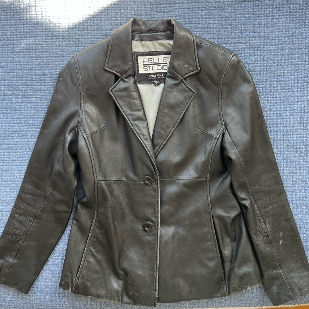 Vintage 90s Wilson’s Leather Blazer in Black